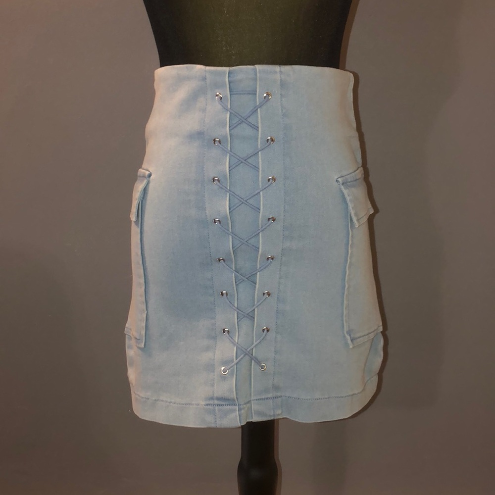 Light blue denim skirt